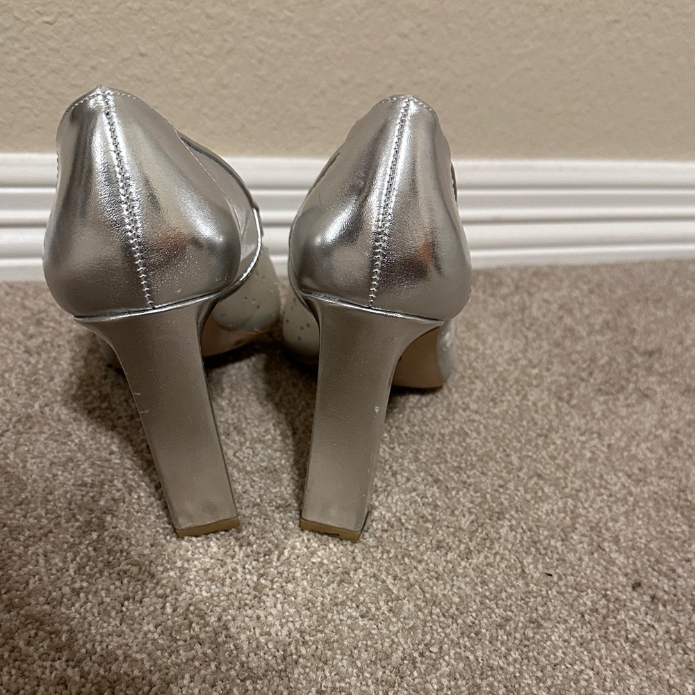 Jessica Simpson Silver Mesh Jewel Women's Heels - Picture 8 of 10